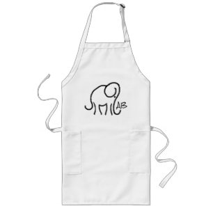 Stylised Elephant with Monogram Black and White Long Apron