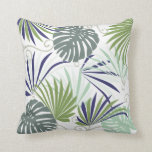 Stylised illustration popular plants cushion<br><div class="desc">Stylized illustration popular plants with tropical indoor plants. Looking to fill your room with plants? – well this ones for you. Bring greenery and the outdoors in with this tropical, monstera and palm leaf design. I wanted to create a calming design for use in a sunroom, bedroom or living room....</div>