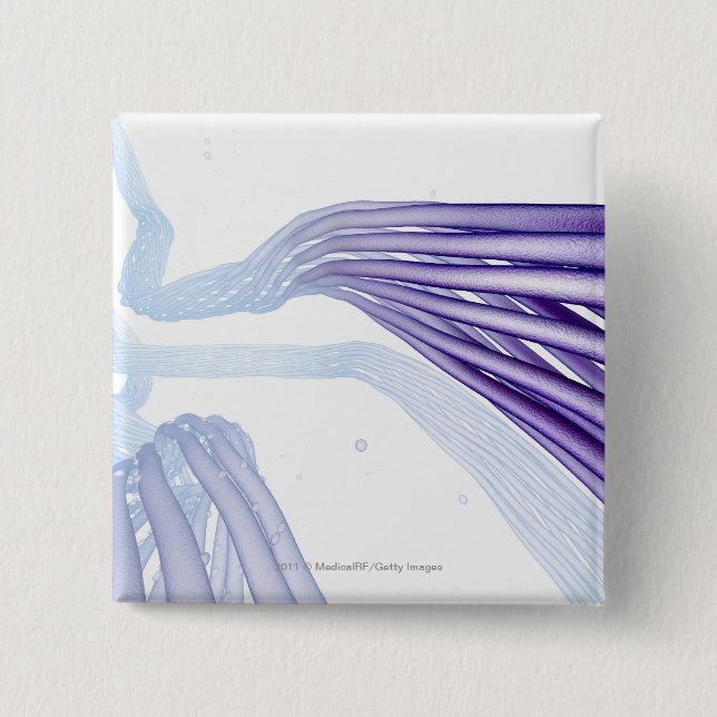 Stylised nerve fibres 2 inch square button (Front)