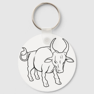 Stylised ox illustration keychain