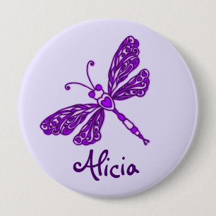 Stylised purple dragonfly art name button