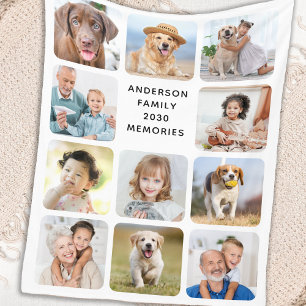 Stylish 11 Photo Collage Personalized Pictures Fleece Blanket