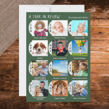 Stylish 12-Photo Custom Collage Dark Green