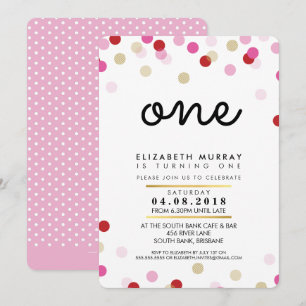STYLISH 1ER anniversaire INVITATION rose or fille