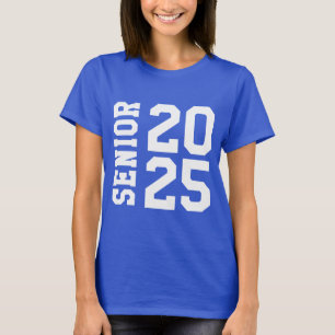 Stylish 2025 Senior Bold School Logo Blue T-Shirt