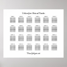Stylish 24 Table Wedding Seating Chart Poster