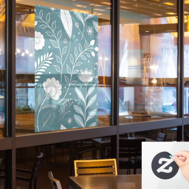 Stylish 24x36 Floral Transparent Window Cling Déco (Restaurant Window)