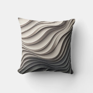 Stylish 3D Beige & Grey Throw Pillow for Home Deco