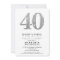 STYLISH 40TH birthday party INVITE silver glitter