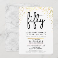 STYLISH 50E anniversaire de fête INVITATION or con