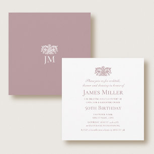 Stylish 50th Birthday Party Elegant Pink Ornate Invitation