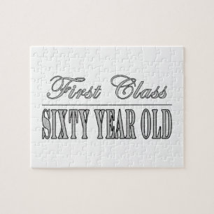 Stylish 60th Birthdays First Class Sixty Year Old Jigsaw Puzzle