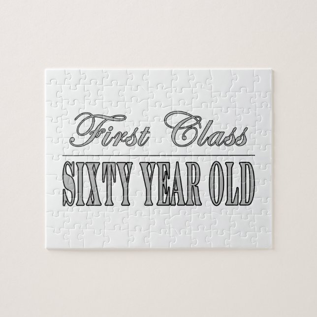 Stylish 60th Birthdays First Class Sixty Year Old Jigsaw Puzzle (Horizontal)