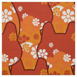 stylish 70s retro mod fabric- Cat kitten Fabric