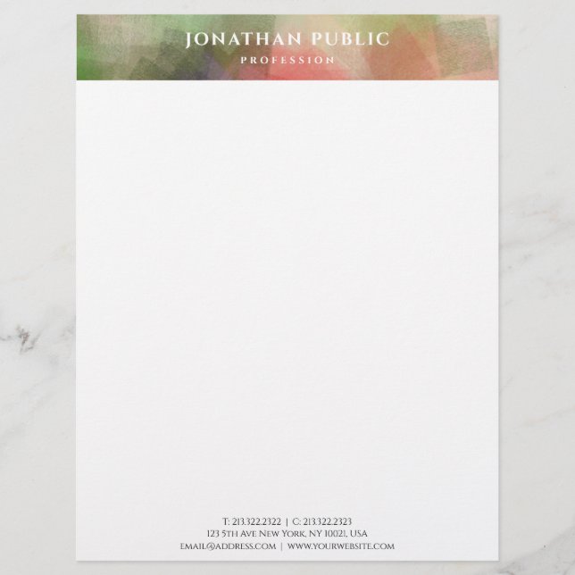 Stylish Abstract Artwork Simple Modern Template Letterhead (Front)