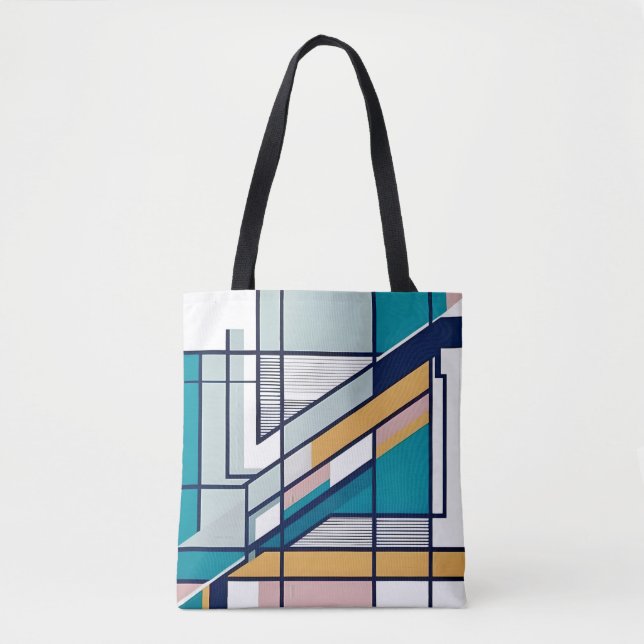 Stylish abstract bold urban geometric design tote bag (Front)