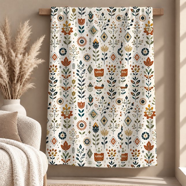 Stylish Abstract Botanical Rainbow Boho Blanket (Stylish Abstract Botanical Rainbow Boho Blanket)