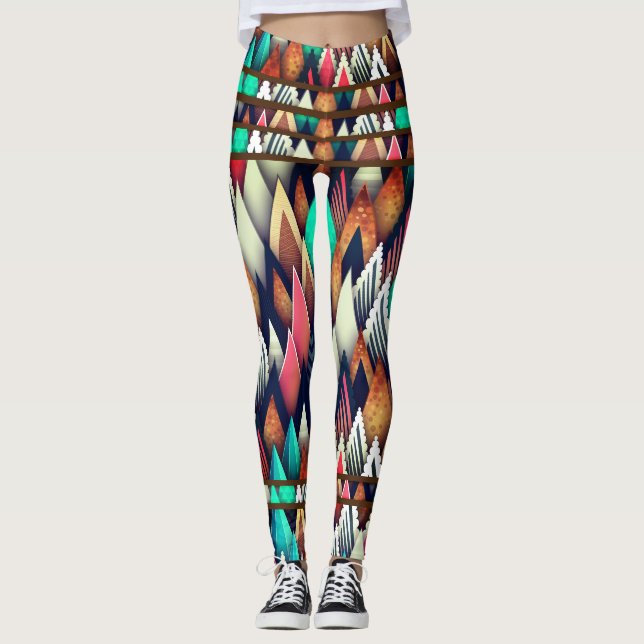 Stylish Abstract Colours Look  Leggings (Front)