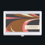 Stylish Abstract Contemporary Elegant Personalized Business Card Holder<br><div class="desc">Bold Abstract Design Personalized Business Card Case in Brown,  Navy,  and Salmon Pink</div>