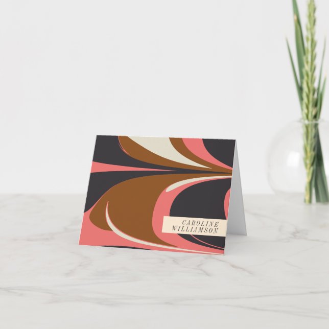 Stylish Abstract Contemporary Elegant Personalized Note Card (Front)