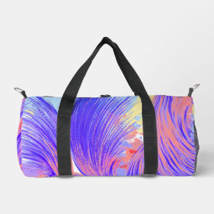 Stylish Abstract Feathers Blue Pink Duffle Bag