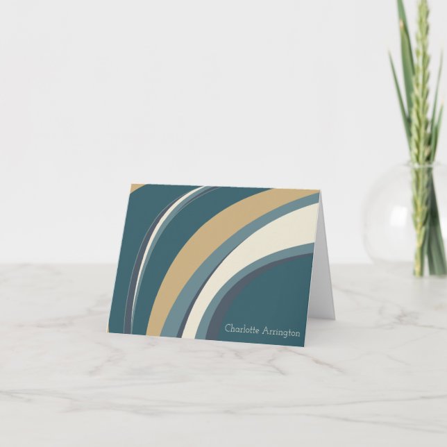 Stylish Abstract Marble Art in Teal Personalized Note Card (Front)
