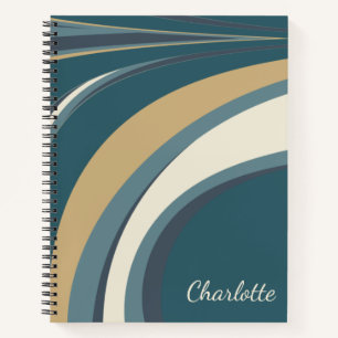 Stylish Abstract Marble Art in Teal Personalized Notebook