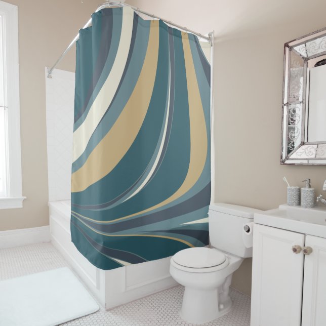 Stylish Abstract Marble Swirl in Teal and Gold (In Situ)