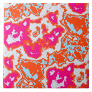 Stylish Abstract Pattern Orange Pink Tile