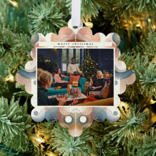 Stylish Abstract Photo Christmas Ornament Card