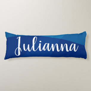 Stylish Abstract Shapes in Blue Personalized Name Body Pillow