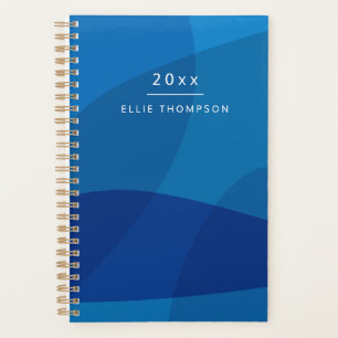 Stylish Abstract Shapes in Blue Personalized Name Planner