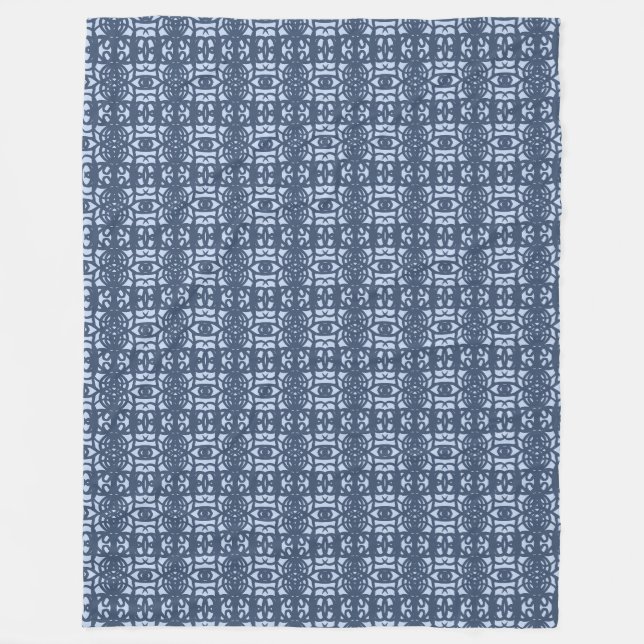 Stylish Abstract Tao Pattern in Light Blue Shades Fleece Blanket (Front)