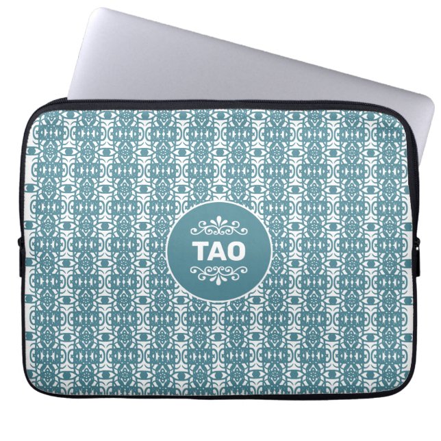 Stylish Abstract Tao Pattern in Teal Laptop Sleeve (Front)