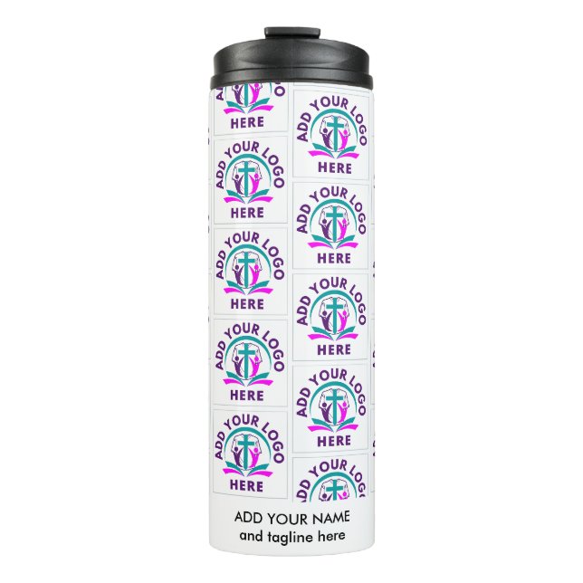 Stylish ADD YOUR LOGO Business Church Merchandise  Thermal Tumbler (Front)
