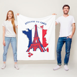 Stylish ADDICTED TO PARIS Fleece Blanket