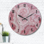 Stylish Agate Elegant Pink Large Clock<br><div class="desc">A captivating pink rhodochrosite print that brings the delicate beauty of this stunning mineral to life. With a close-up perspective, this showcases the intricate details and mesmerizing patterns of the rhodochrosite stone. Its soft, rosy pink hues create a soothing and enchanting visual experience, evoking a sense of serenity and grace....</div>