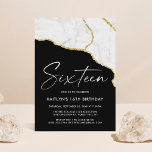 Stylish Agate & Marble 16th Birthday Invitation<br><div class="desc">Celebrate in style with these fun and trendy 16th birthday invitations. The design is easy to personalize and your guests will be thrilled when they receive these stylish invites.</div>