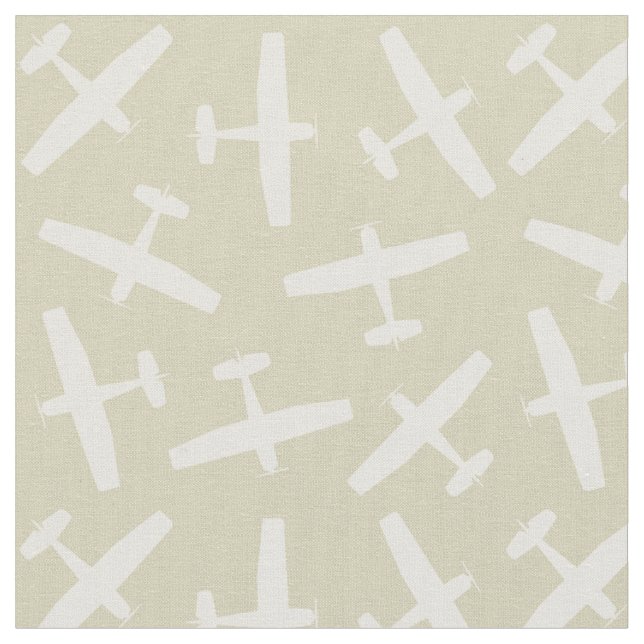 Stylish Aircraft Pattern Khaki Fabric (Close Up)