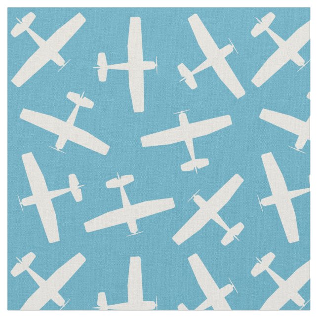 Stylish Aircraft Plain Pattern Retro Blue Fabric (Close Up)