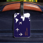 Stylish airplane travel luggage tag<br><div class="desc">Flying around the world with elegance. Personalize this nice item with your own name, initial and phone number. A luggage tag with a name is important for several practical reasons when travelling. Firstly, it serves as a quick and easy way to identify your luggage among the sea of similar bags...</div>