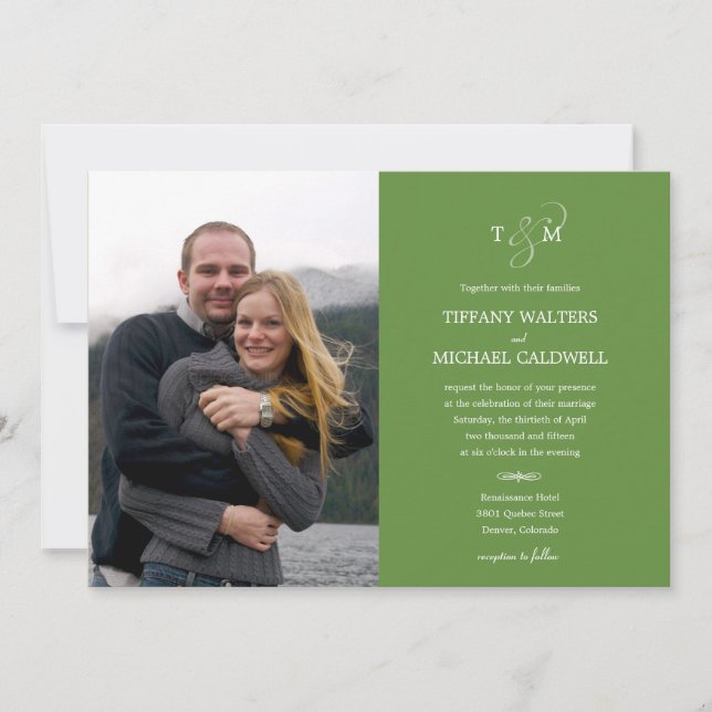Stylish Ampersand Wedding Photo Invitation (Front)