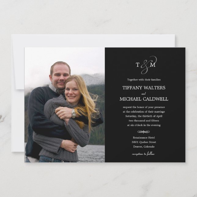 Stylish Ampersand Wedding Photo Invitation (Front)