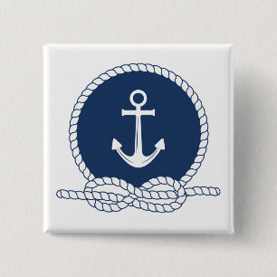 Stylish Anchor And Rope 2 Inch Square Button