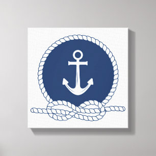 Stylish Anchor And Rope Canvas Print