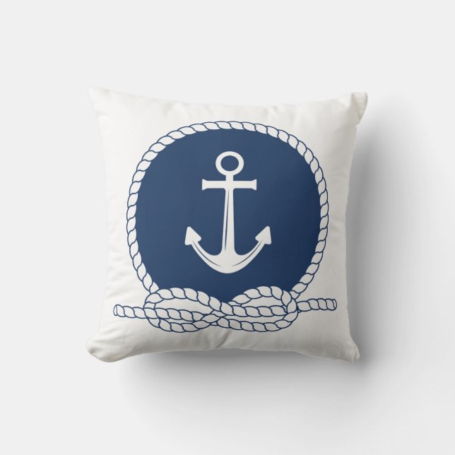Stylish Anchor And Rope Throw Pillow (Front)