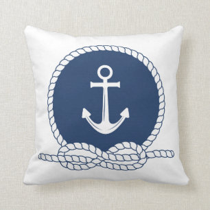 Stylish Anchor And Rope Throw Pillow