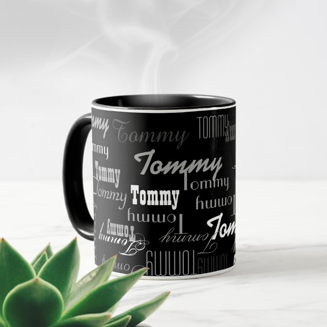 Stylish and black, create your own name pattern mug (Creator Uploaded)