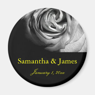 Stylish and Chic Black and White Rose Magnet