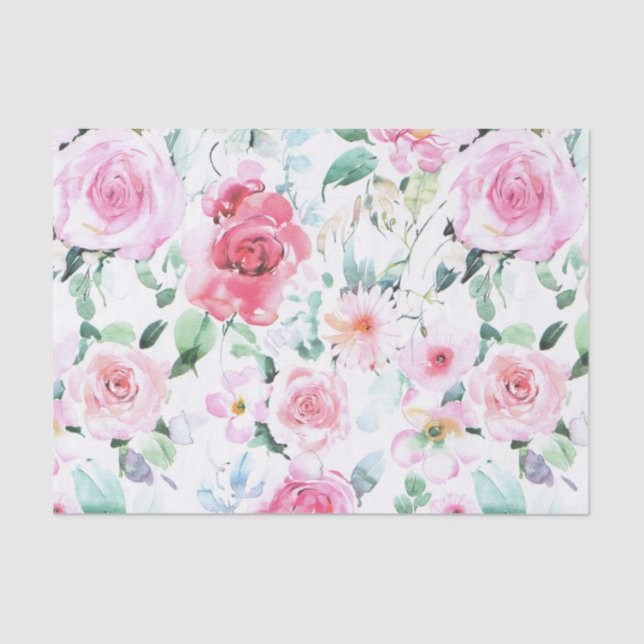 Stylish and Colourful Floral Roses Tissue Paper (Front)